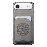 Cover magnetica per telefono in ecopelle vegana con trama twill e porta carte removibile., For iPhone 17, For iPhone Air, For iPhone 16 Pro Max