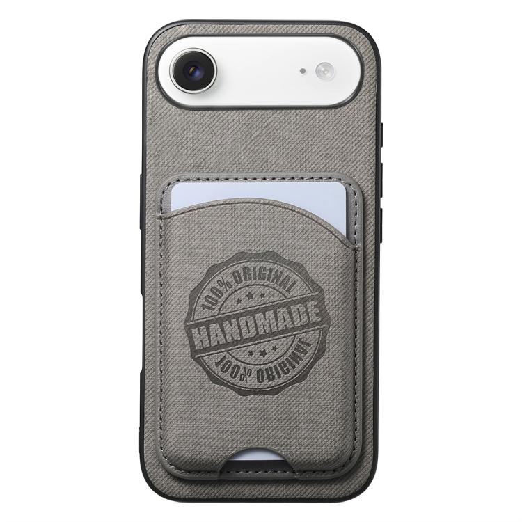 Cover magnetica per telefono in ecopelle vegana con trama twill e porta carte removibile., For iPhone 17, For iPhone Air, For iPhone 16 Pro Max