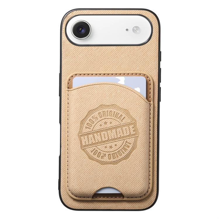 Cover magnetica per telefono in ecopelle vegana con trama twill e porta carte removibile., For iPhone 17, For iPhone Air, For iPhone 16 Pro Max