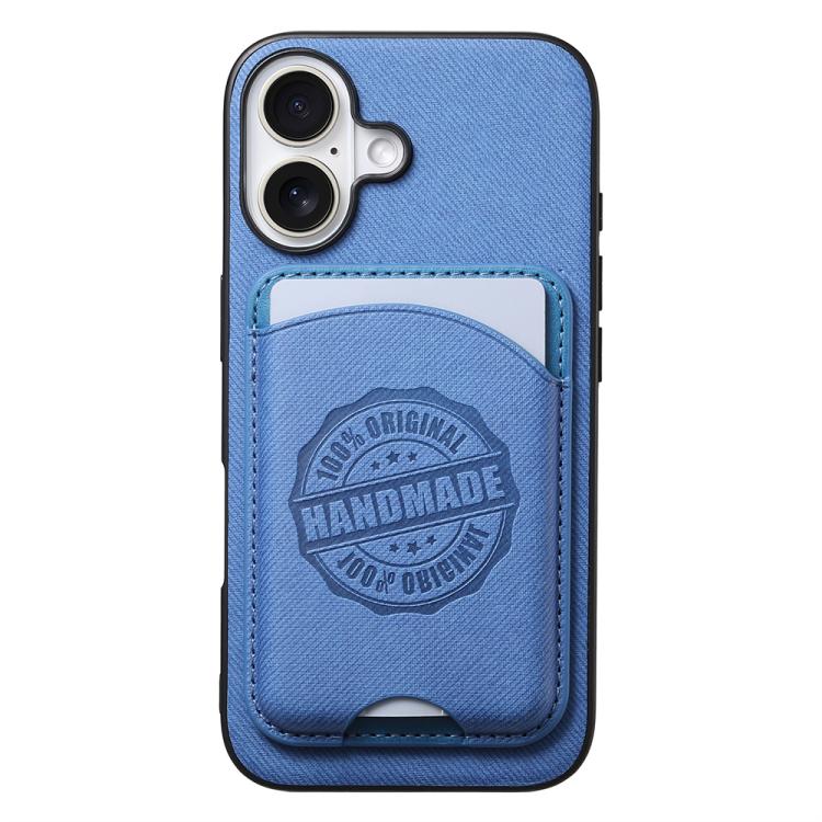 Cover magnetica per telefono in ecopelle vegana con trama twill e porta carte removibile., For iPhone 16 Pro, For iPhone 16 Plus, For iPhone 16