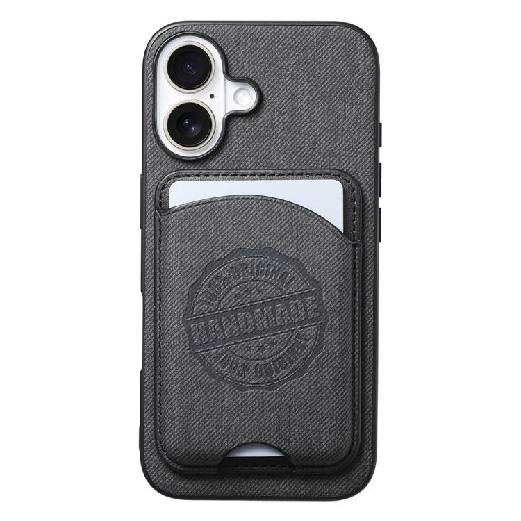 Cover magnetica per telefono in ecopelle vegana con trama twill e porta carte removibile., For iPhone 16 Pro, For iPhone 16 Plus, For iPhone 16