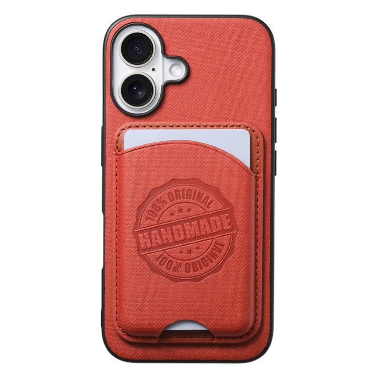 Cover magnetica per telefono in ecopelle vegana con trama twill e porta carte removibile., For iPhone 16 Pro, For iPhone 16 Plus, For iPhone 16