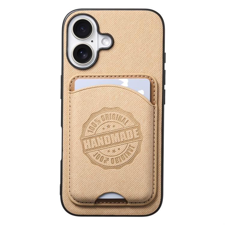 Cover magnetica per telefono in ecopelle vegana con trama twill e porta carte removibile., For iPhone 16 Pro, For iPhone 16 Plus, For iPhone 16