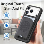 Cover magnetica per telefono in ecopelle vegana con trama twill e porta carte removibile., For iPhone 15, For iPhone 14 Plus, For iPhone 14