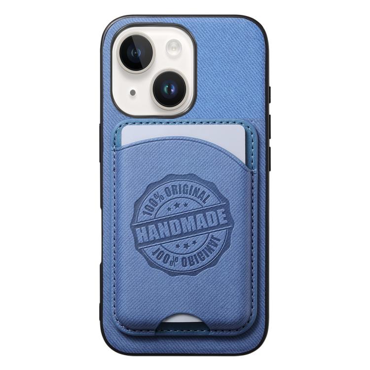 Cover magnetica per telefono in ecopelle vegana con trama twill e porta carte removibile., For iPhone 15, For iPhone 14 Plus, For iPhone 14