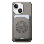 Cover magnetica per telefono in ecopelle vegana con trama twill e porta carte removibile., For iPhone 15, For iPhone 14 Plus, For iPhone 14