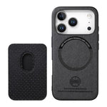 Cover magnetica per telefono in ecopelle vegana con trama twill e porta carte removibile., For iPhone 14 Pro, For iPhone 14 Pro Max, For iPhone 13 Pro Max
