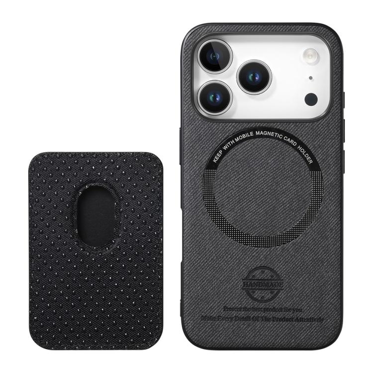 Cover magnetica per telefono in ecopelle vegana con trama twill e porta carte removibile., For iPhone 14 Pro, For iPhone 14 Pro Max, For iPhone 13 Pro Max