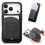 Cover magnetica per telefono in ecopelle vegana con trama twill e porta carte removibile., For iPhone 13 Pro, For iPhone 13, For iPhone 12
