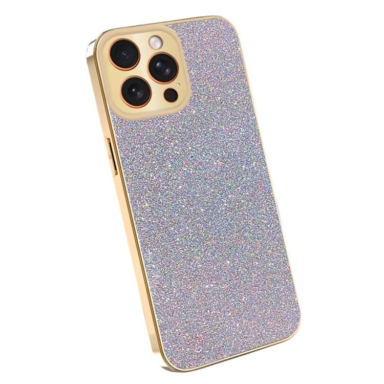 Custodia glitter con cornice galvanizzata per iPhone 11-13