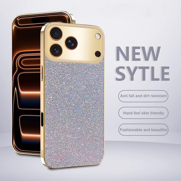 Custodia glitter con cornice galvanizzata per iPhone 11-13