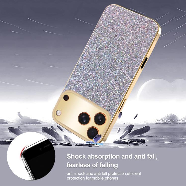 Custodia glitter con cornice galvanizzata per iPhone 11-13