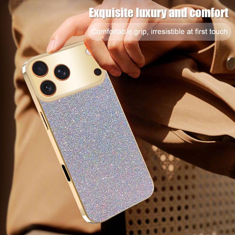 Custodia glitter con cornice galvanizzata per iPhone 11-13