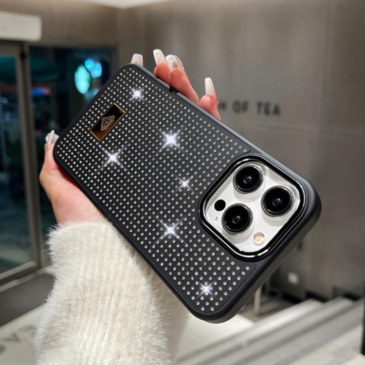 Custodia per telefono antiurto in TPU + PC con strass in resina e emblema in metallo., For iPhone 16 Pro Max, For iPhone 16 Pro, For iPhone 16 Plus, For iPhone 16