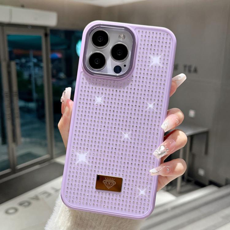 Custodia per telefono antiurto in TPU + PC con strass in resina e emblema in metallo., For iPhone 16 Pro Max, For iPhone 16 Pro, For iPhone 16 Plus, For iPhone 16