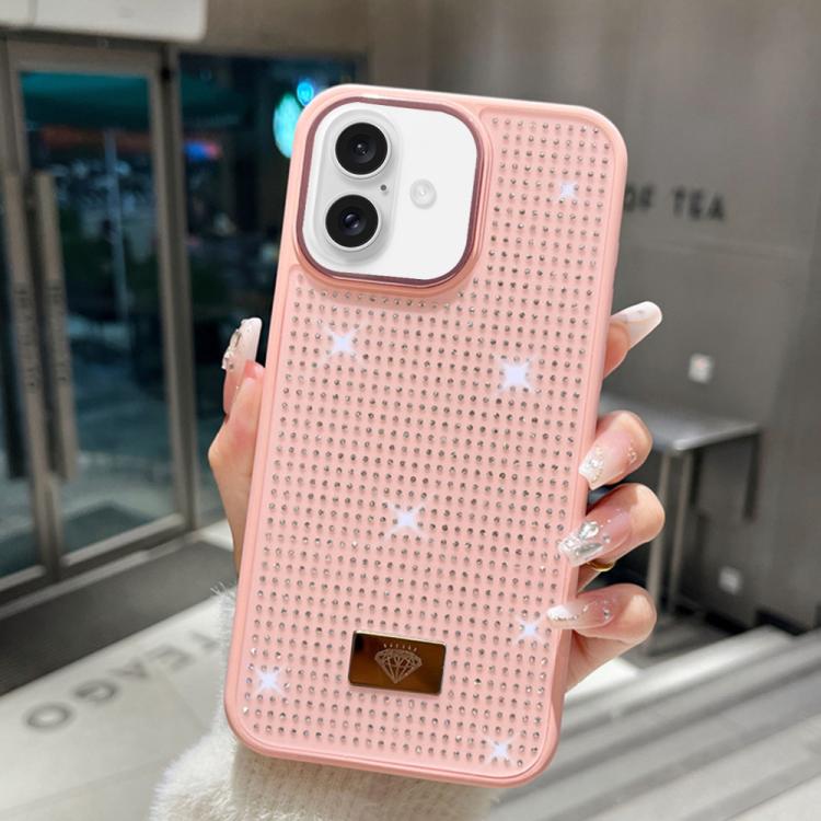 Custodia per telefono antiurto in TPU + PC con strass in resina e emblema in metallo., For iPhone 16 Pro Max, For iPhone 16 Pro, For iPhone 16 Plus, For iPhone 16