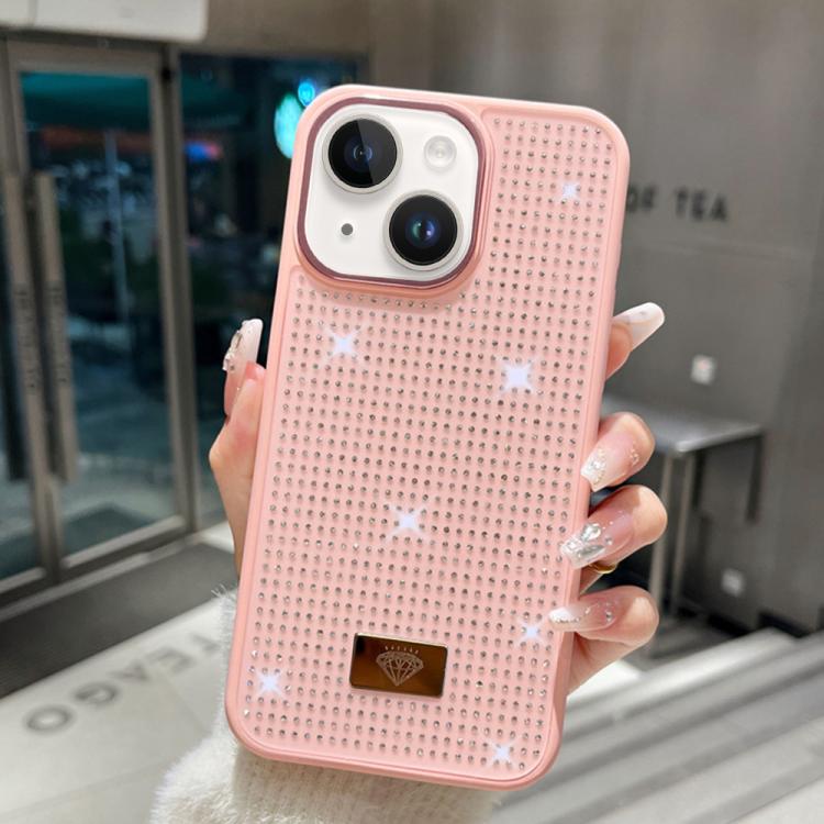 Custodia per telefono antiurto in TPU + PC con strass in resina e emblema in metallo., For iPhone 15 Pro Max, For iPhone 15 Pro, For iPhone 15 Plus, For iPhone 15