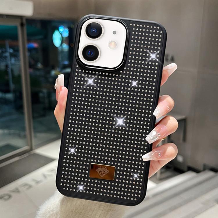 Custodia per telefono antiurto in TPU + PC con strass in resina e emblema in metallo., For iPhone 13 Pro, For iPhone 13, For iPhone 12, For iPhone 12 Pro Max