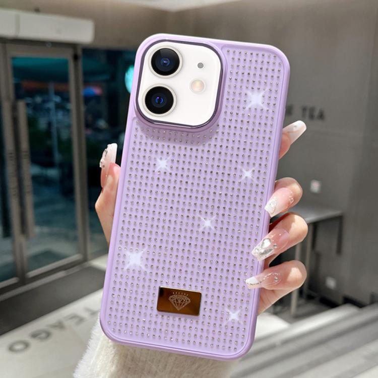 Custodia per telefono antiurto in TPU + PC con strass in resina e emblema in metallo., For iPhone 13 Pro, For iPhone 13, For iPhone 12, For iPhone 12 Pro Max