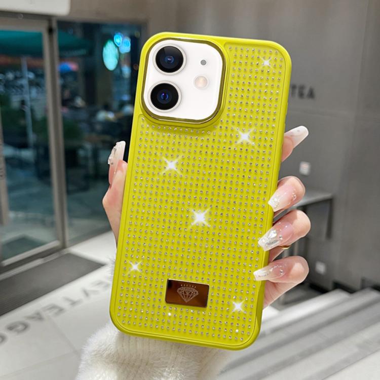 Custodia per telefono antiurto in TPU + PC con strass in resina e emblema in metallo., For iPhone 13 Pro, For iPhone 13, For iPhone 12, For iPhone 12 Pro Max