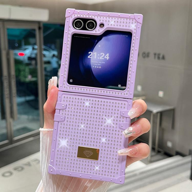 Custodia per telefono antiurto in TPU + PC con strass in resina e emblema in metallo., For Samsung Galaxy Z Flip7 5G, For Samsung Galaxy Z Flip6, For Samsung Galaxy Z Flip5