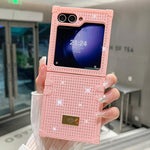 Custodia per telefono antiurto in TPU + PC con strass in resina e emblema in metallo., For Samsung Galaxy Z Flip7 5G, For Samsung Galaxy Z Flip6, For Samsung Galaxy Z Flip5