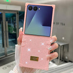 Custodia per telefono antiurto in TPU + PC con strass in resina e emblema in metallo., For Samsung Galaxy Z Flip7 5G, For Samsung Galaxy Z Flip6, For Samsung Galaxy Z Flip5
