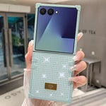 Custodia per telefono antiurto in TPU + PC con strass in resina e emblema in metallo., For Samsung Galaxy Z Flip7 5G, For Samsung Galaxy Z Flip6, For Samsung Galaxy Z Flip5