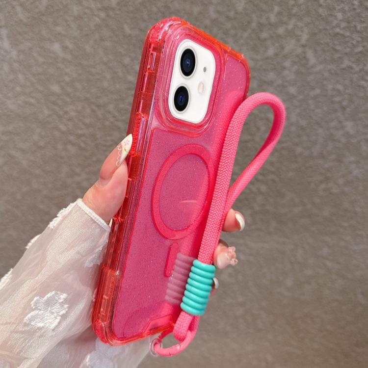 Custodia magnetica glitter 3 in 1 con cinturino per iPhone