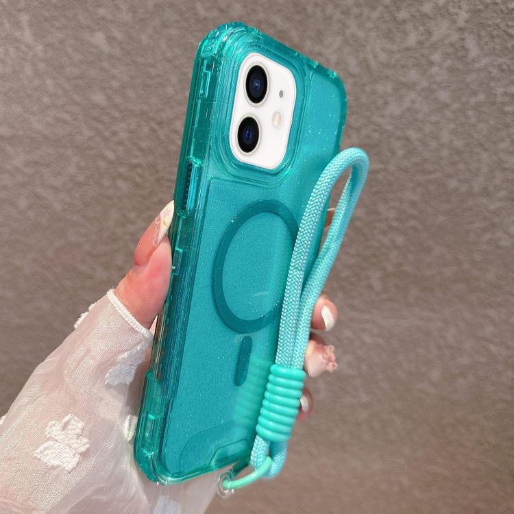 Custodia magnetica glitter 3 in 1 con cinturino per iPhone
