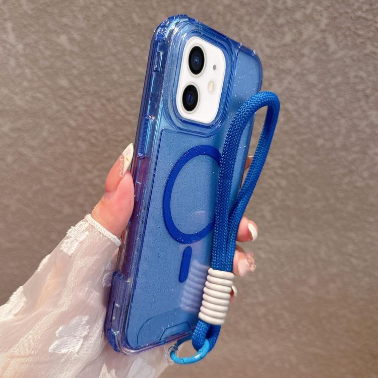 Custodia magnetica glitter 3 in 1 con cinturino per iPhone