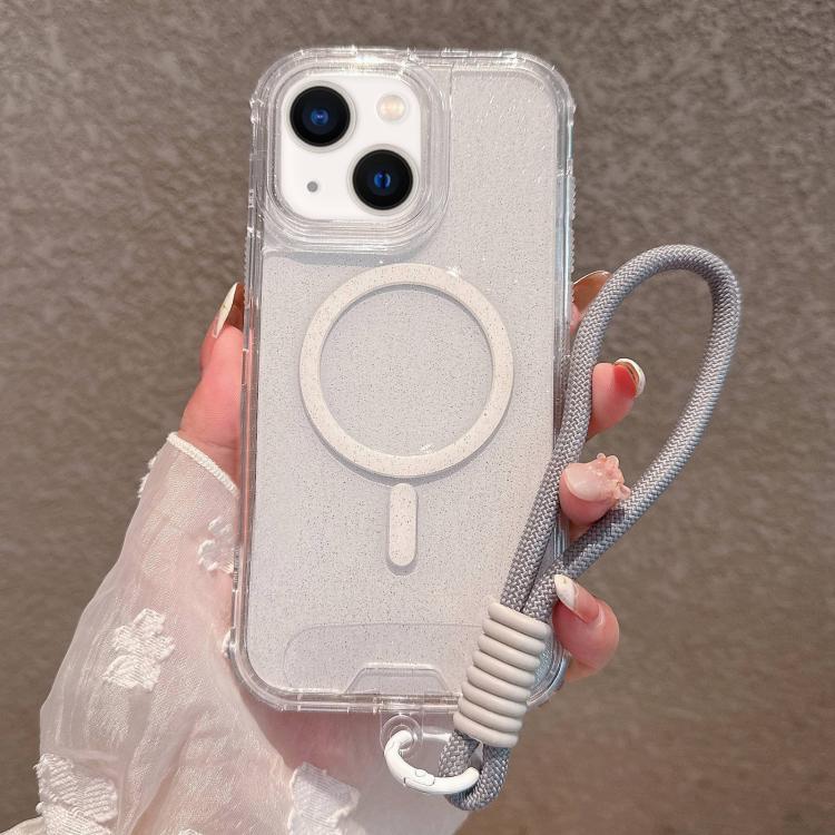 Custodia magnetica glitter 3 in 1 con cinturino per iPhone