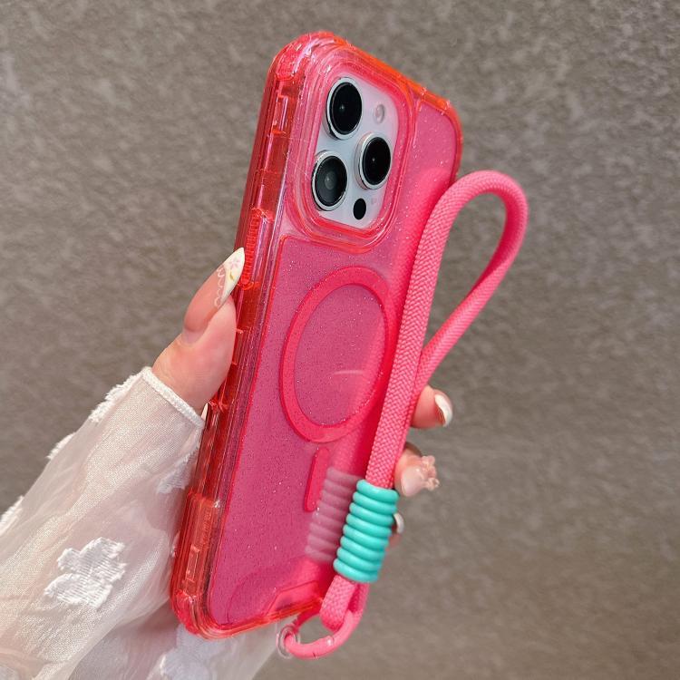 Custodia magnetica glitter 3 in 1 con cinturino per iPhone