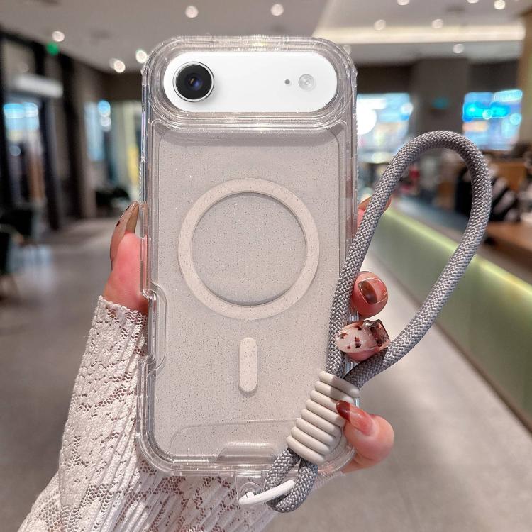 Custodia magnetica 3 in 1 con glitter per iPhone 17