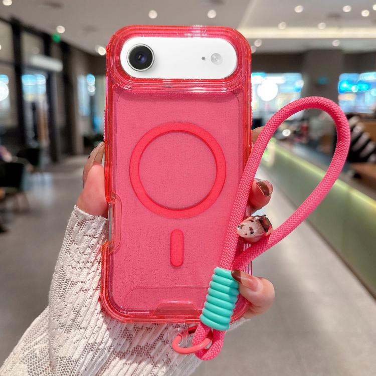 Custodia magnetica 3 in 1 con glitter per iPhone 17