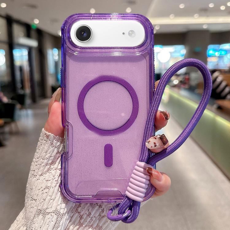 Custodia magnetica 3 in 1 con glitter per iPhone 17