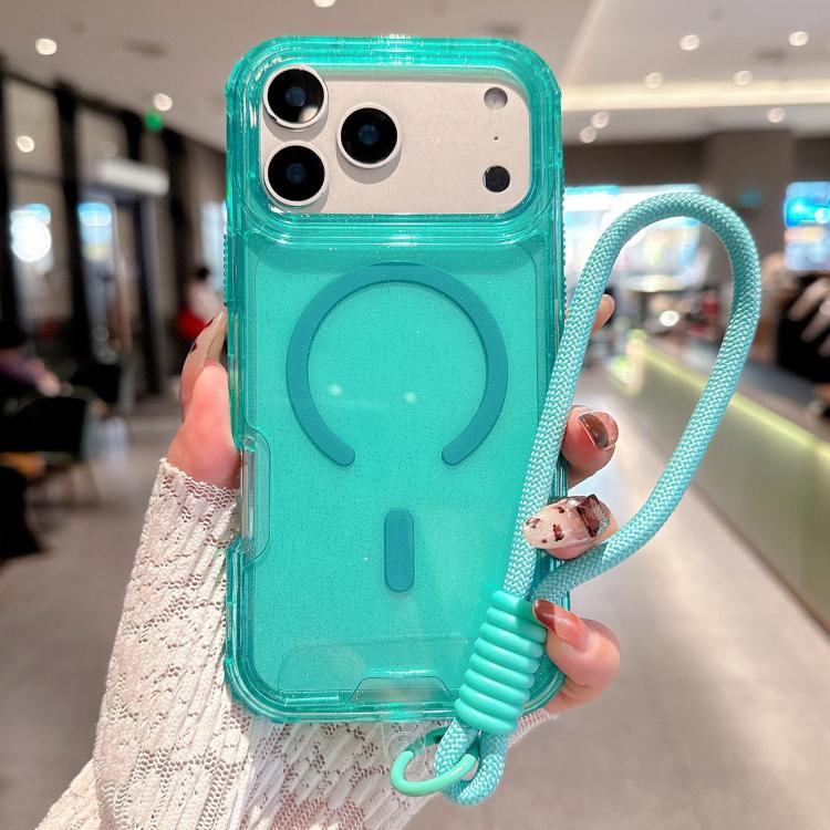 Custodia magnetica 3 in 1 con glitter per iPhone 17