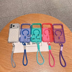 Custodia magnetica glitter 3 in 1 con cinturino per iPhone