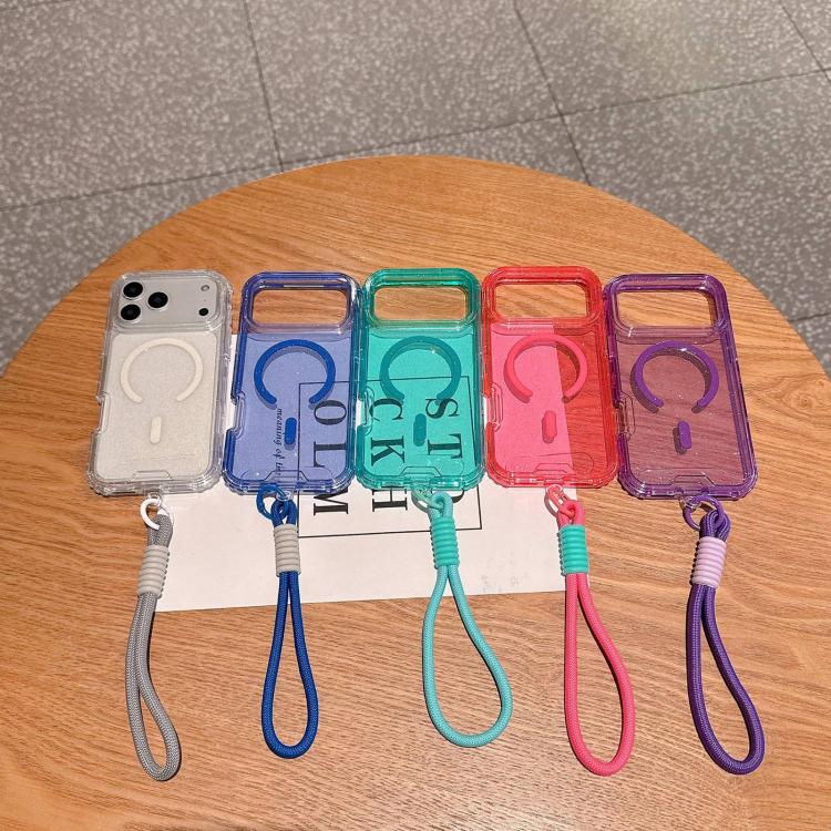 Custodia magnetica glitter 3 in 1 con cinturino per iPhone