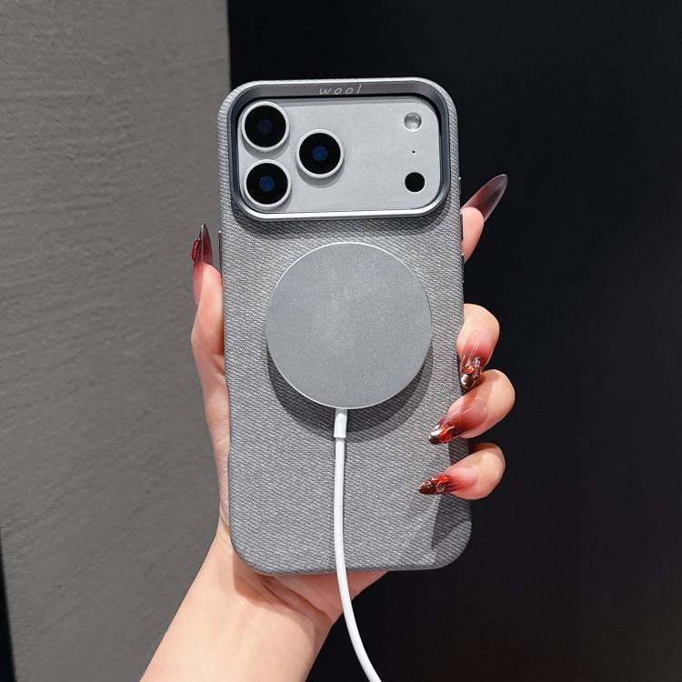 Custodia magnetica per telefono a copertura totale in tessuto di lana e lino, For iPhone 16 Pro Max, For iPhone 16 Pro, For iPhone 16 Plus, For iPhone 16
