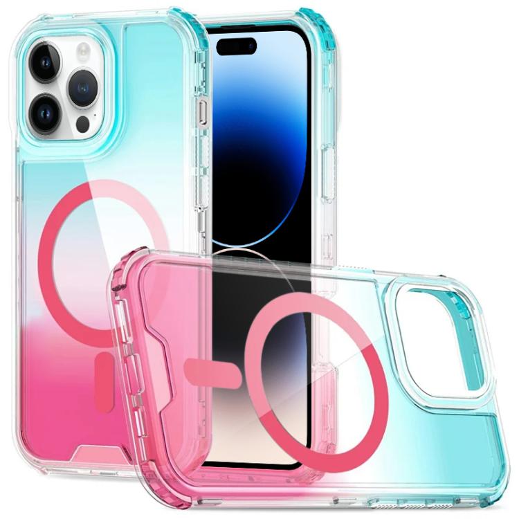 Custodia magnetica trasparente con effetto sfumato, rimovibile., For iPhone 14 / 13, For iPhone 14 Pro, For iPhone 14 Pro Max, For iPhone 13 Pro Max
