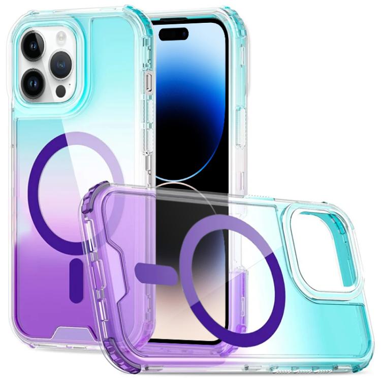 Custodia magnetica trasparente con effetto sfumato, rimovibile., For iPhone 14 / 13, For iPhone 14 Pro, For iPhone 14 Pro Max, For iPhone 13 Pro Max