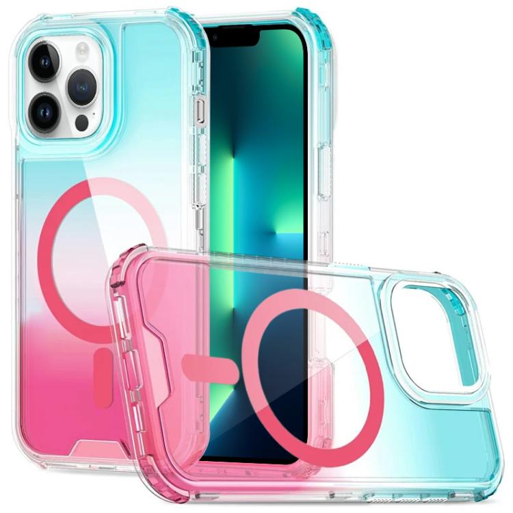 Custodia magnetica trasparente con effetto sfumato, rimovibile., For iPhone 14 / 13, For iPhone 14 Pro, For iPhone 14 Pro Max, For iPhone 13 Pro Max