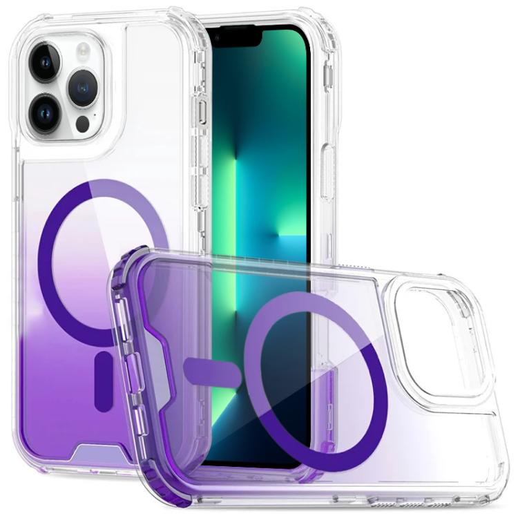 Custodia magnetica trasparente con effetto sfumato, rimovibile., For iPhone 14 / 13, For iPhone 14 Pro, For iPhone 14 Pro Max, For iPhone 13 Pro Max