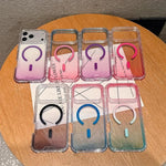 Custodia magnetica trasparente con effetto sfumato, rimovibile., For iPhone 14 / 13, For iPhone 14 Pro, For iPhone 14 Pro Max, For iPhone 13 Pro Max