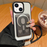 Custodia magnetica con porta carte e cinturino per iPhone 14