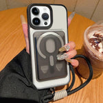 Custodia magnetica con porta carte e cinturino per iPhone 14