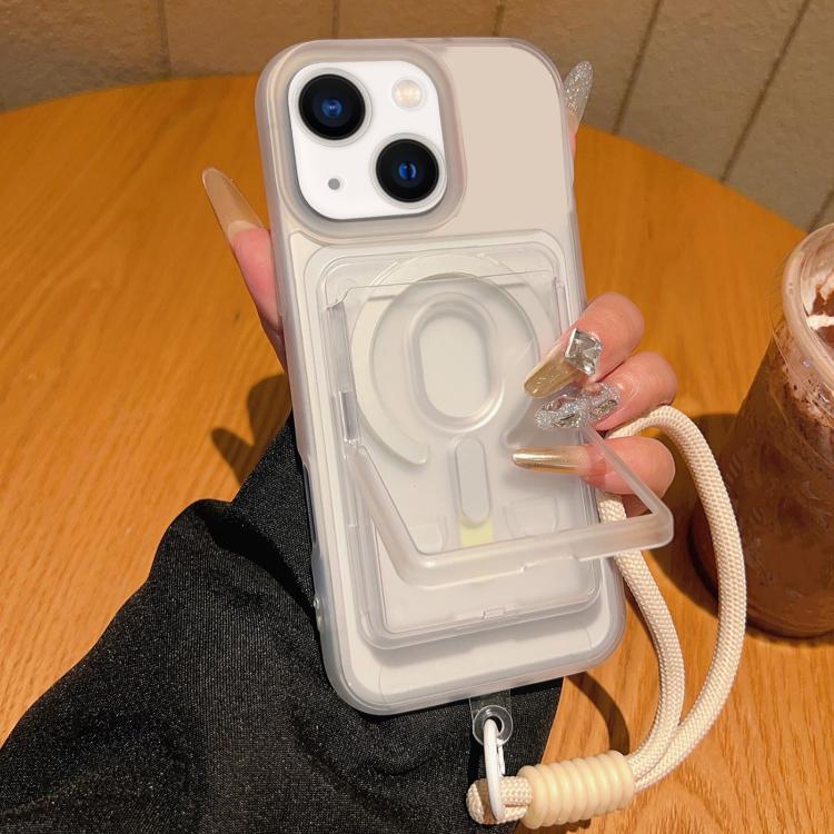Custodia magnetica con porta carte e cinturino per iPhone 15