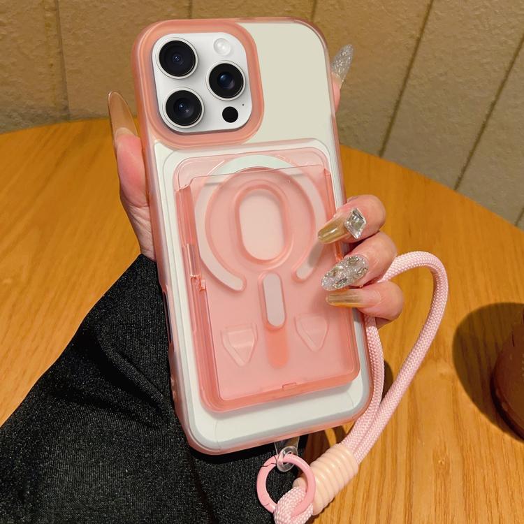 Custodia magnetica con porta carte e cinturino per iPhone 15
