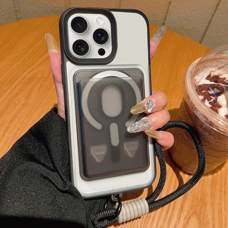 Custodia magnetica con porta carte e cinturino per iPhone 15